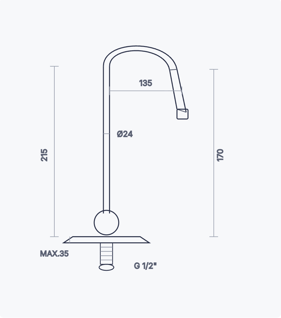 Premium Basin Mixer technical drawing